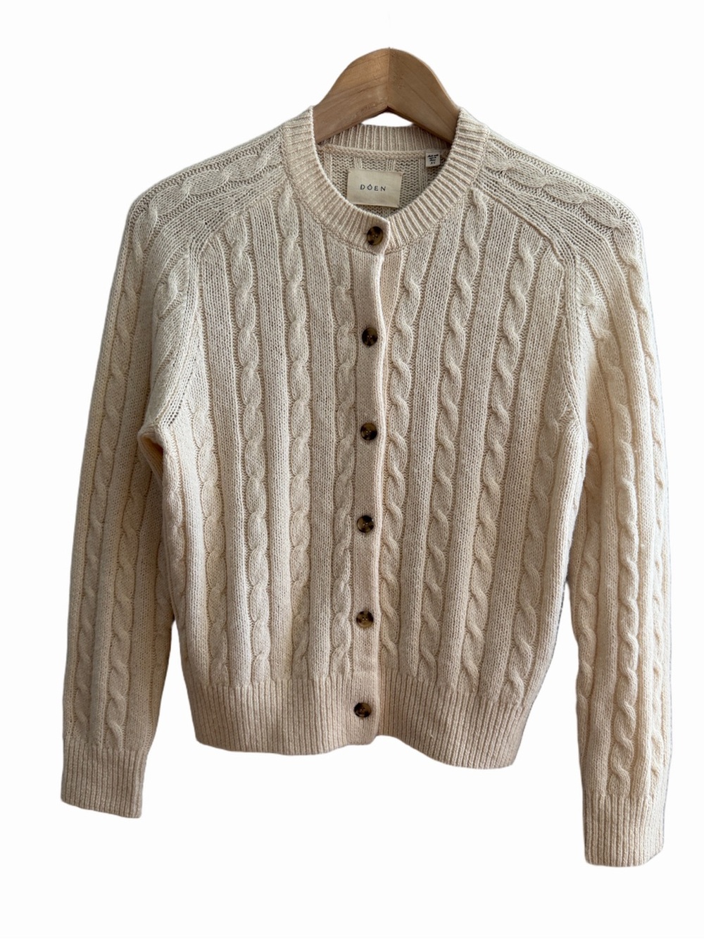 Doen Penrose Cardigan in Sea Salt Wool Linen Cotton XS Minimalist Clean Beauty - Picture 4 of 16